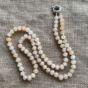 Rare Natural Rose Rainbow Moonstone Faceted Rondelle 8 mm Knotted in Style